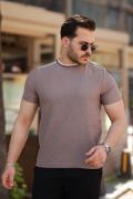 Erkek Omuzlar çizgi Detaylı Kısa Kollu T-shirt resmi